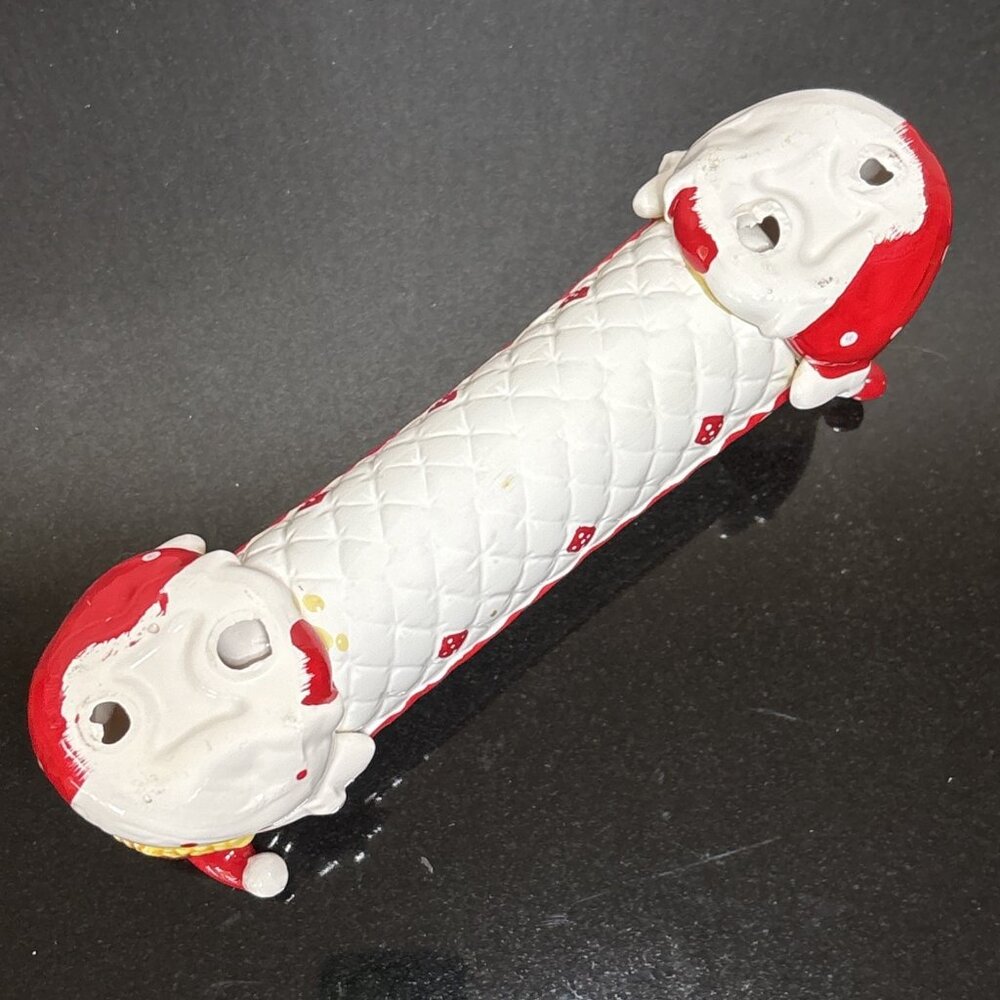 Vintage Harlequin Pixie Dish MCM Ceramic Candy Red Holiday Jester Vanity Holder - Picture 10 of 12